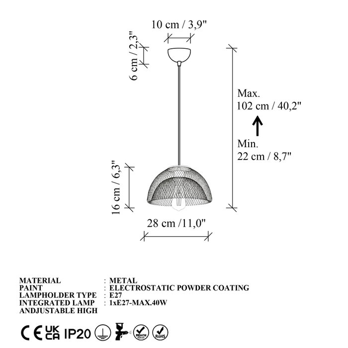 Opviq Berk - 16400 - 8 - A Lámpara de Araña de Cuerpo Metálico Negro